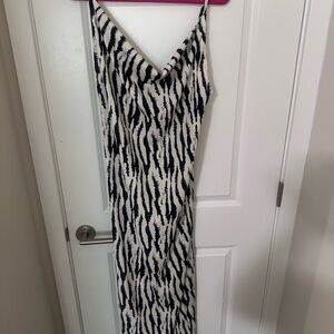 PrettyLittleThing Black and White Zebra Maxi Dress
